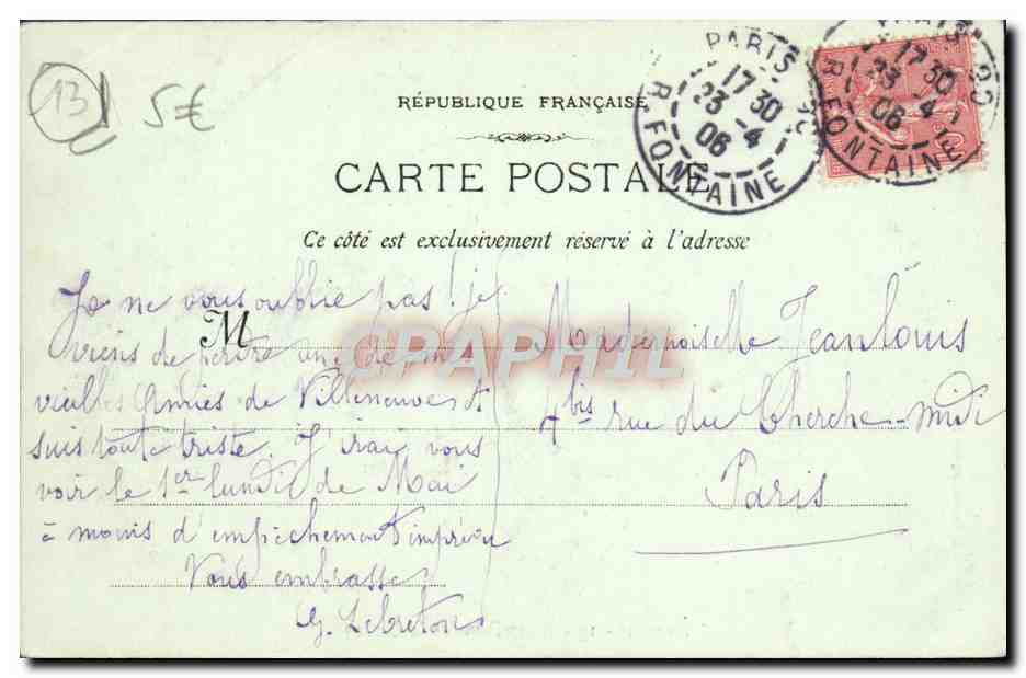 CPA Marseille Notre Dame de la Garde — Verso