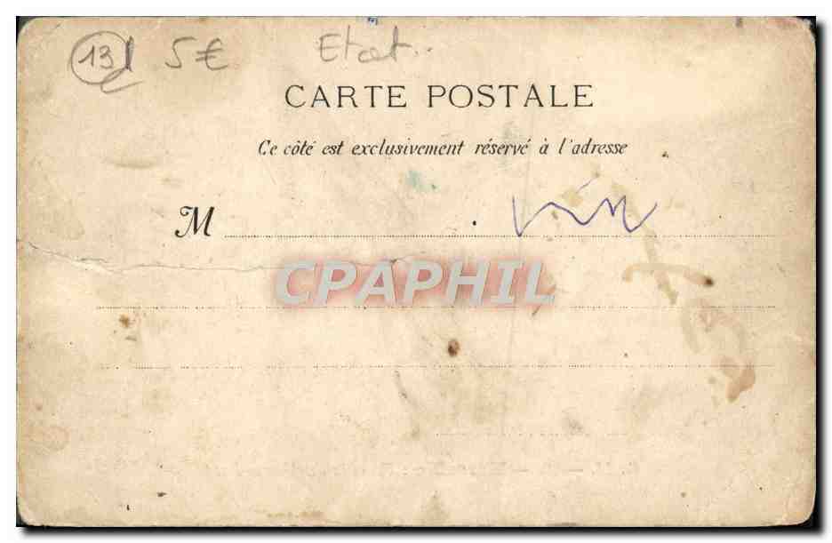 Tarjeta postal antigua Marsella Un Rincón del Viejo Puerto Barco — Reverso