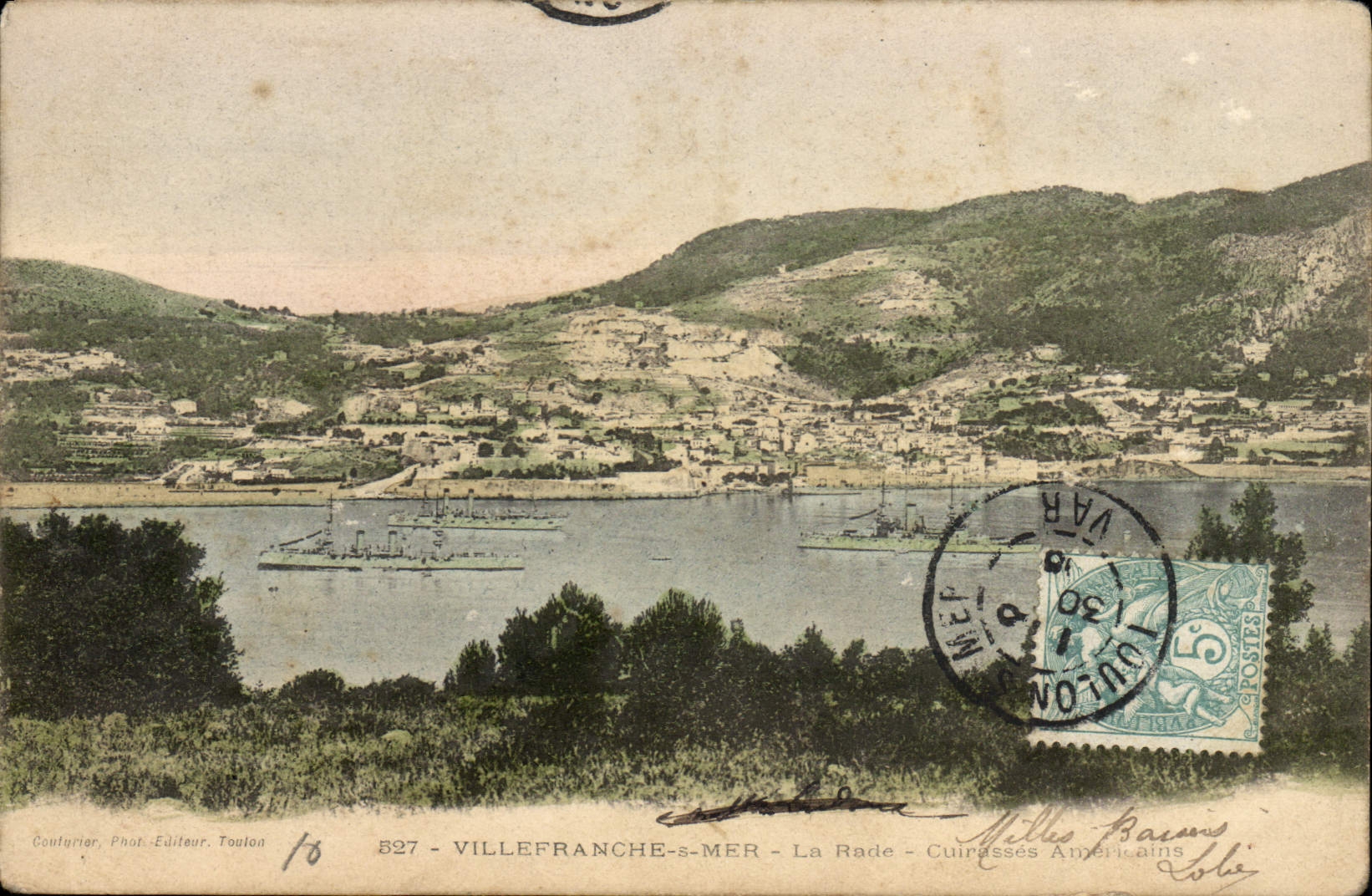 Villefranche-sur-Mer — La Rade — Cuirassés Américains — Couturier, Phot. Éditeur Toulon, n° 827