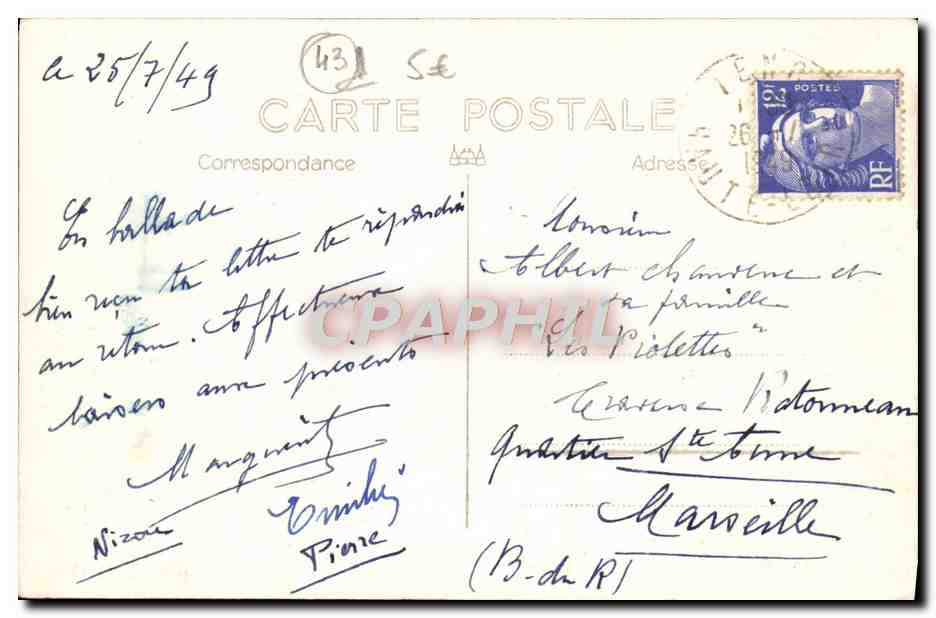 CPA Tence Le Lignon a la Leude des Freres — Rückseite