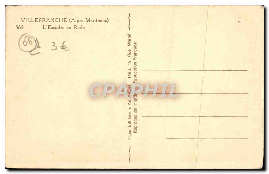 Villefranche (Alpes-Maritimes) — L'Escadre en Rade — Éditions d'Art VVON — Reverso