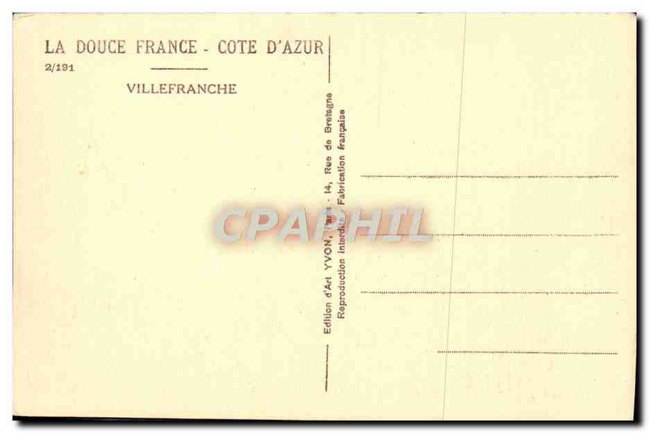 CPA Villefranche Sur Mer  — Rückseite