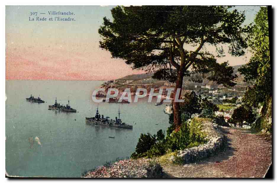 Antike Ansichtskarte Villefranche La Rade und die Flotte Schiffe