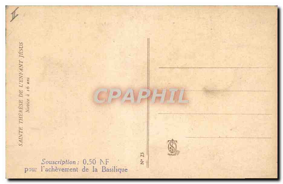 CPA Sainte Therese de l'Enfant Jesus Novice a 16 ans — Rückseite