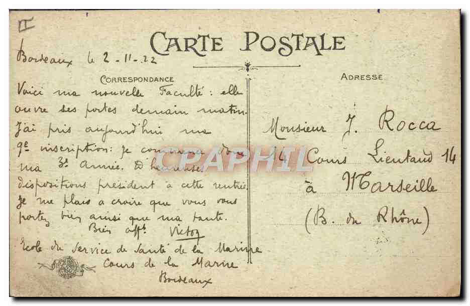 CPA Bordeaux Faculte de Medecine — Rückseite