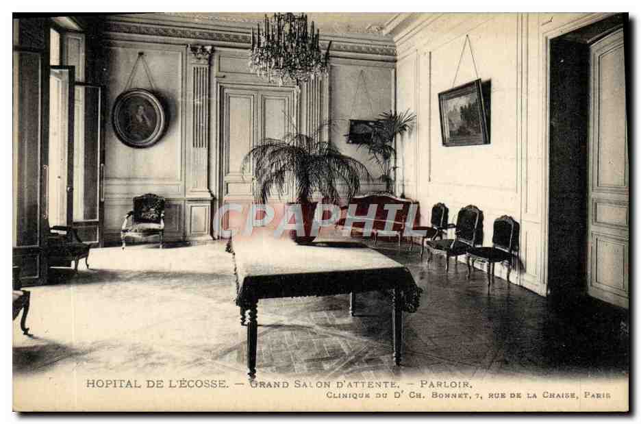 Hôpital de l'Écosse — Grand Salon d'attente — Parloir — Clinique du Dr Ch. Bonnet, 7, rue de la Craise, Paris