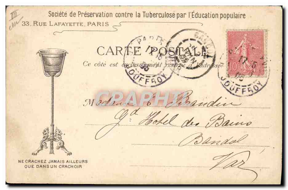 Santé publique — Hygiène domestique — Société de Prévention contre la Tuberculose par l'Éducation Populaire, Paris — Verso