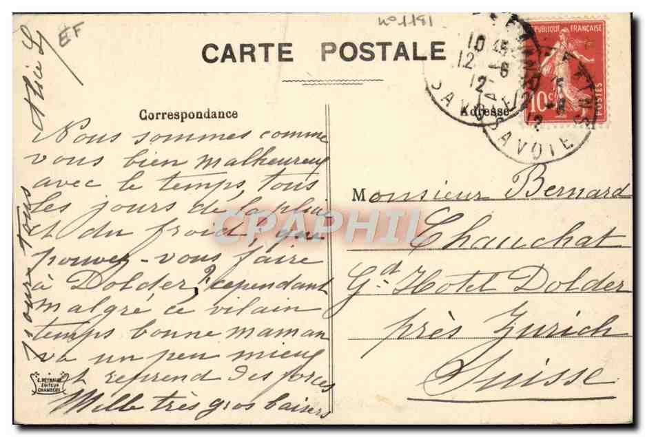 Aix-les-Bains — Istituto Termale La Douche-Massage — Editore: E. Nétraux, Parigi — Verso