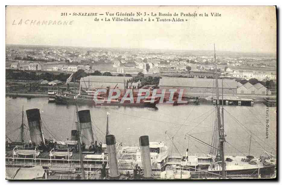 St-Nazaire — Vista General N°3 — El Muelle de Penhoët y la Ciudad de « La Ville-Halluard » en « Toutes-Aides » — La Champagne