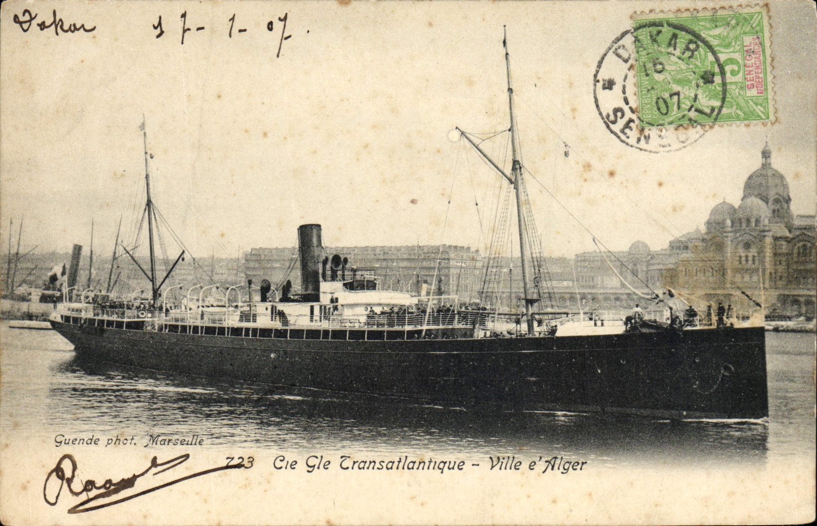 Ville d'Alger — Cie Gie Transatlantique — Guende phot. Marseille 723