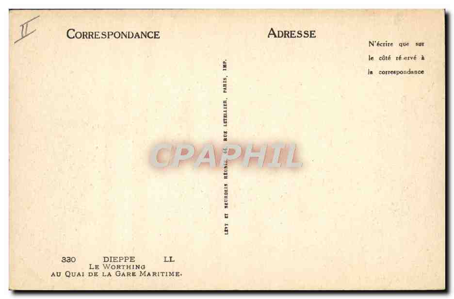 CPA Bateau Paquebot Worthing au quai de la gare maritime Dieppe — Verso