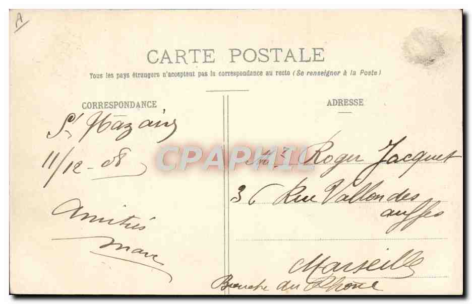 Fêtes de St-NAZAIRE (Septembre 1907) — Le Paquebot "Versailles" dans le vieux Bassin, à gauche, "Le Malte" — Collection Delaveau, St-Nazaire — Verso