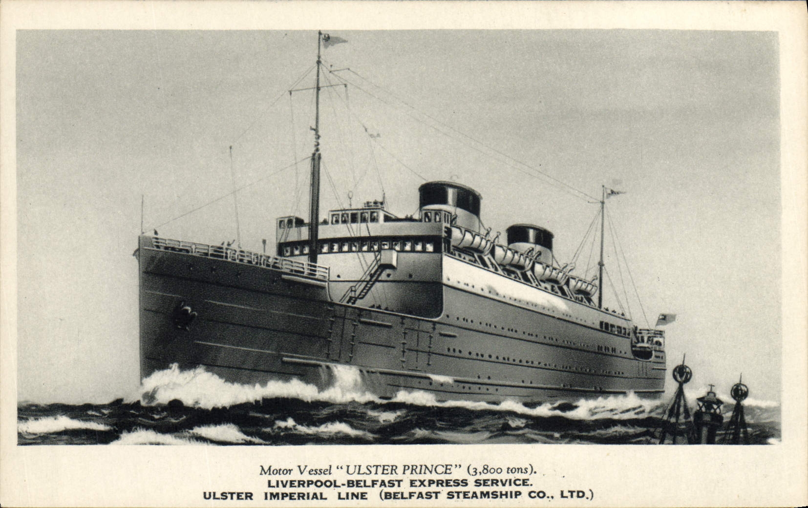 CPA Bateau Paquebot Ulster Prince Liverpool Belfast Express Service 