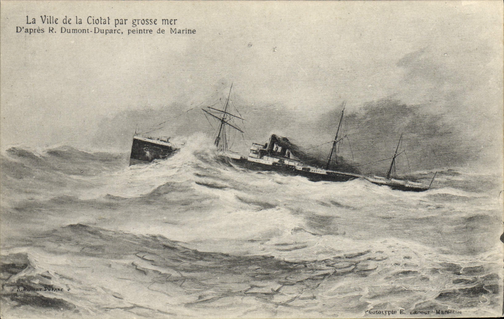 CPA Bateau Paquebot La Ville de la Ciotat par grosse mer 