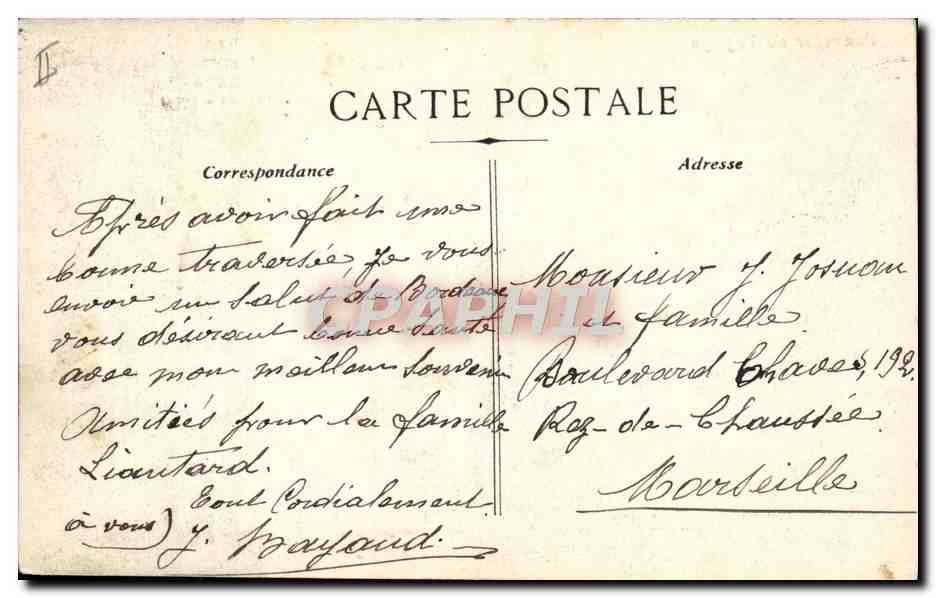 Le vapeur "Valdivia" — Cie Gle des Transports — H. Grimaud et Cie, 54 Rue Mazenod, Marseille — Verso