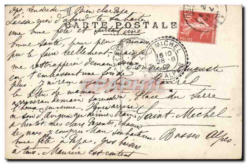 CPA Prenom Auguste — Rückseite