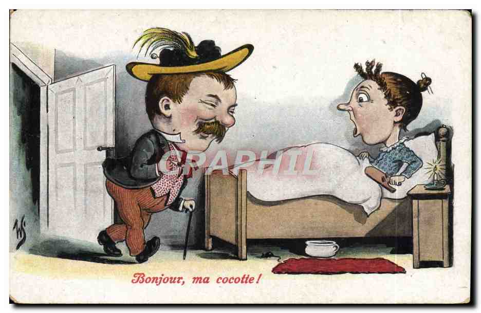 CPA Fantaisie Illustrateur Bonjour ma cocotte