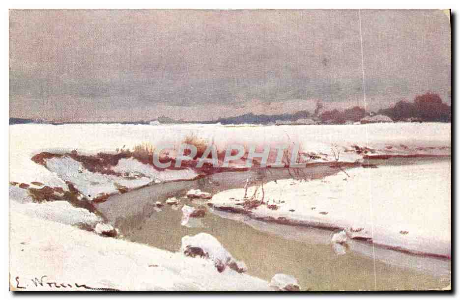 Winterlandschaft — gefrorene Fluss — L. Wraan — Serie 225 B