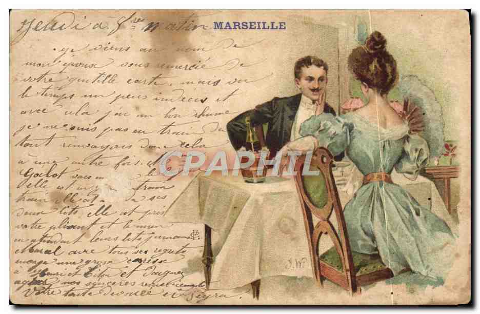 CPA Fantaisie Illustrateur Marseille Femme 