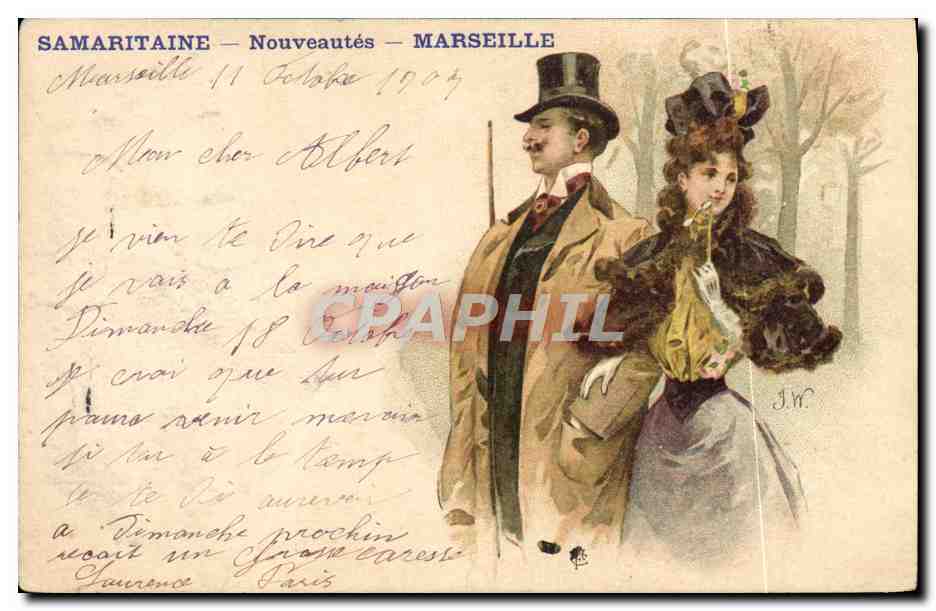 CPA Fantaisie Illustrateur Samaritaine Marseille Femme