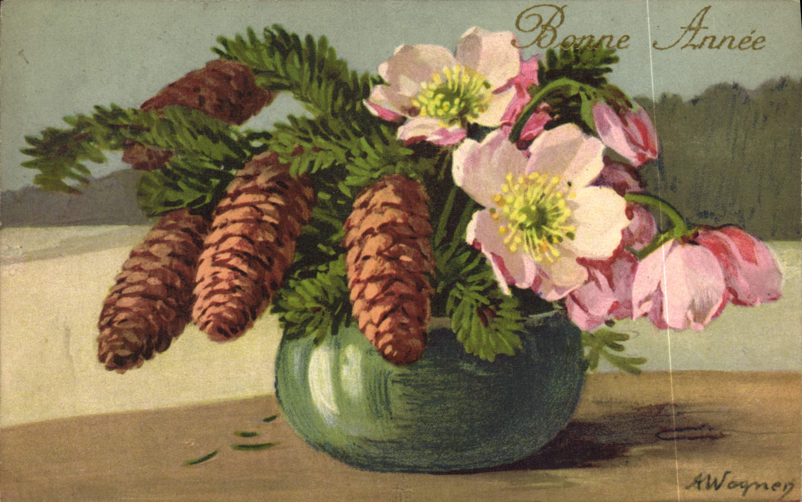 CPA Fantaisie Illustrateur Fleurs 