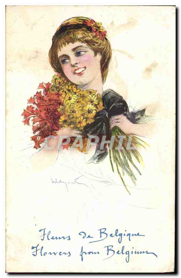 CPA Fantaisie Illustrateur Fleurs de Belgique 