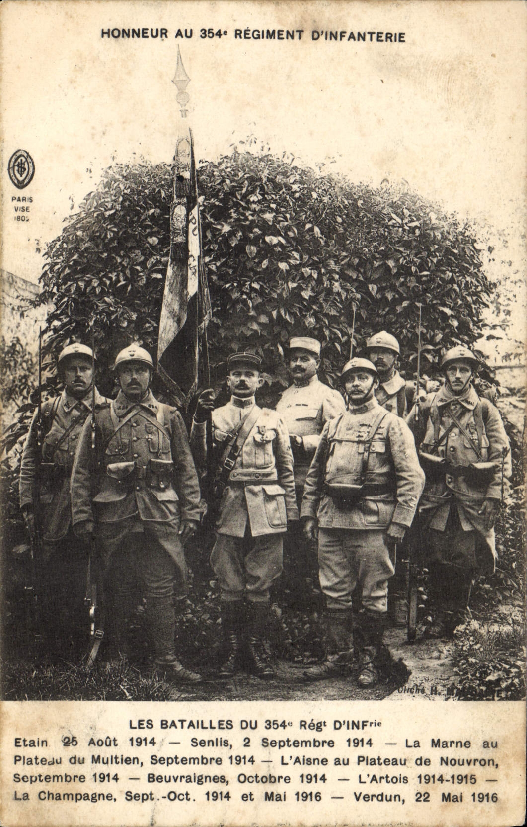 CPA Militaria Honneur au 354eme Regiment d'infanterie 