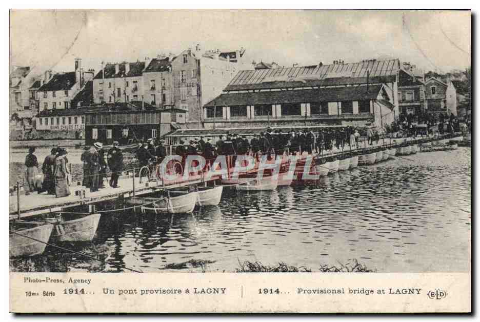 Een tijdelijke brug in LAGNY — 1914 — Photo-Press, Agency, Série 10ms