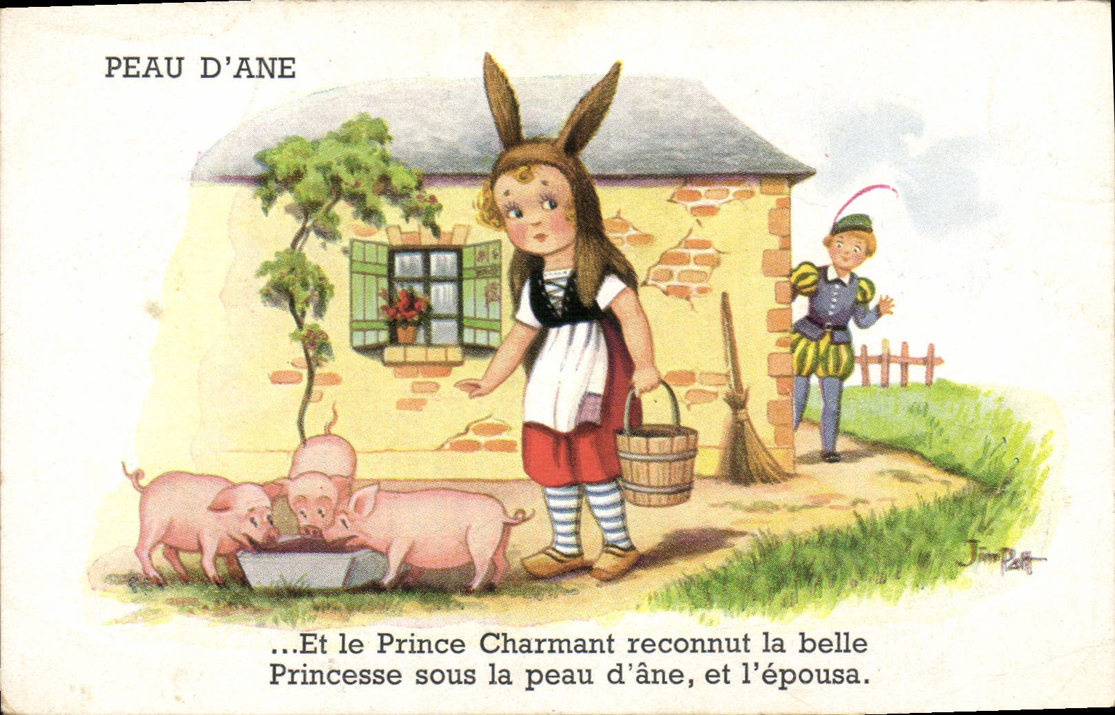 CPA Fantaisie Illustrateur Jim Patt Enfant Peau D'ane Cochon Porc 