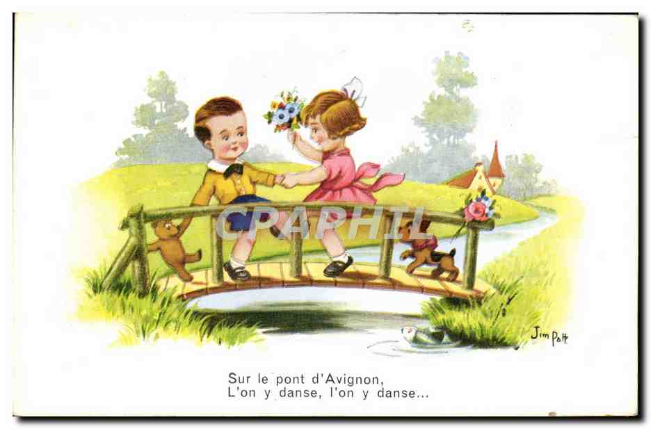 CPA Fantaisie Illustrateur Jim Patt Enfants Chien Ours en peluche