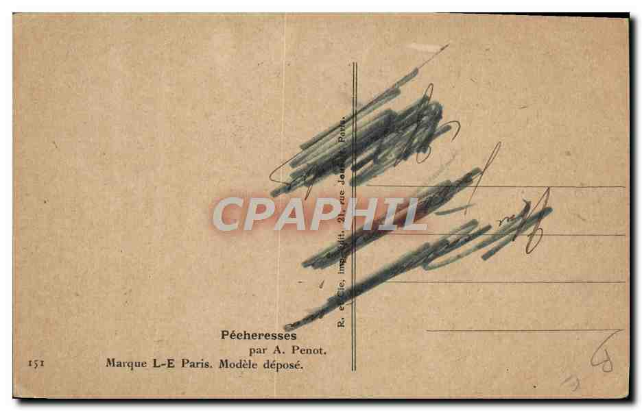 Femme en tenue de pêcheuse — A. Penot — Marque L-E Paris — Verso