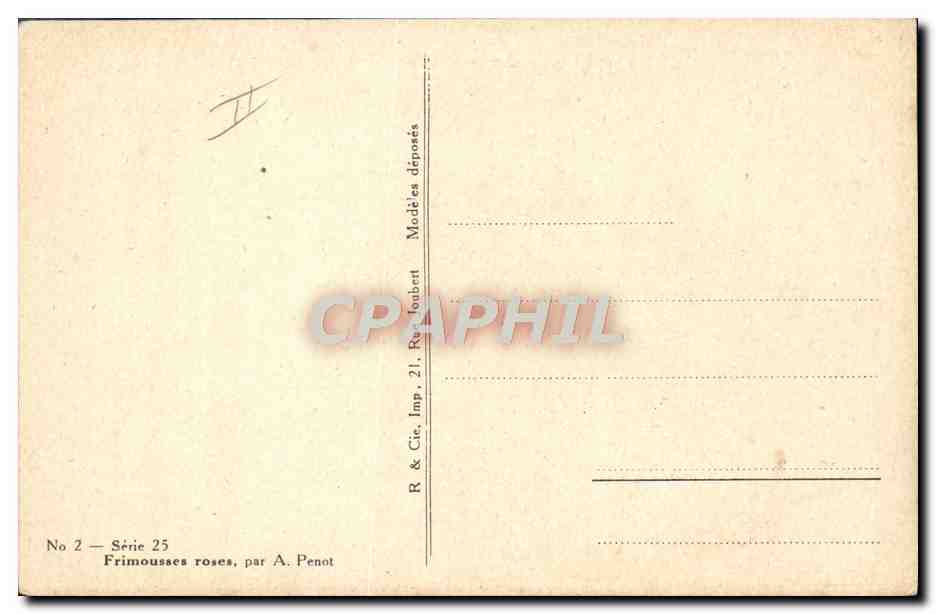 CPA Fantaisie Illustrateur Penot Frimousses Roses  — Rückseite