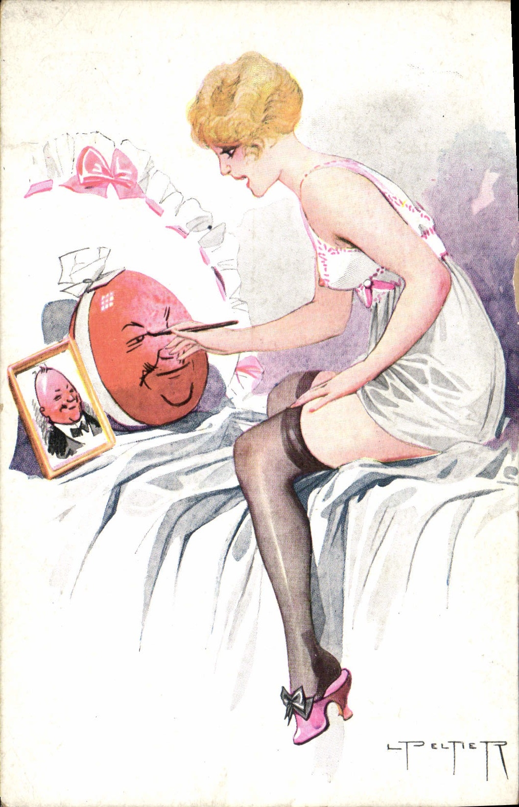 CPA Fantaisie Illustrateur Peltier Oeufs de Paques Parisiens 