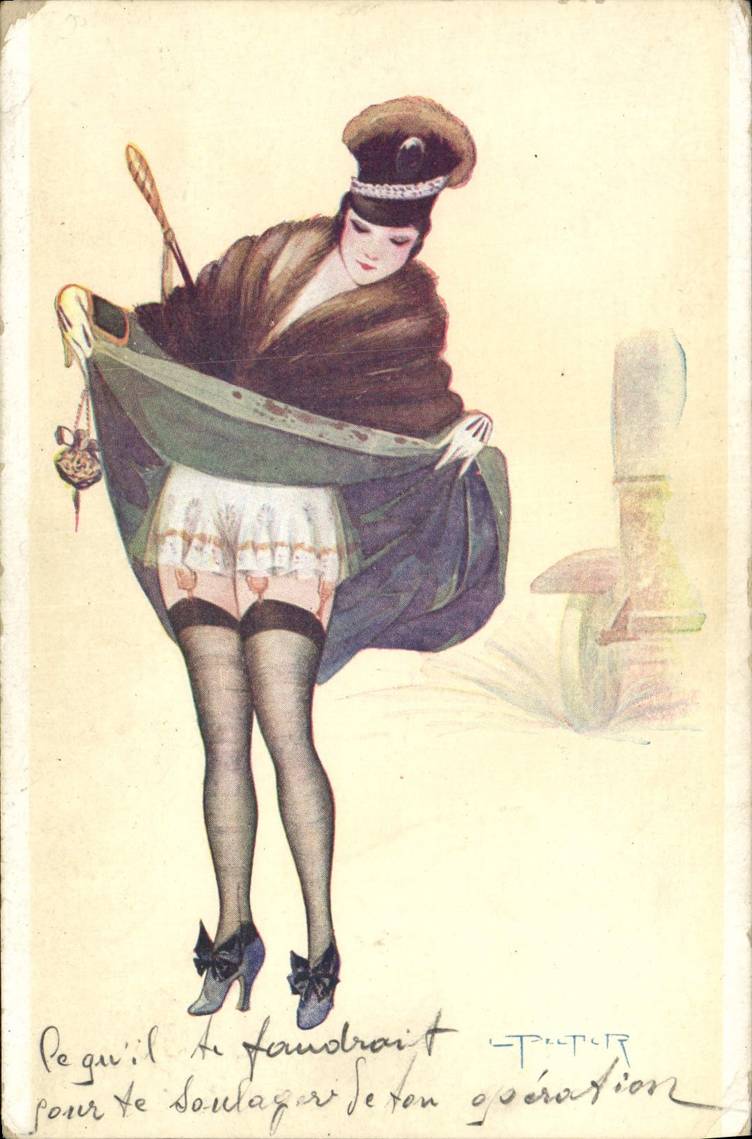 CPA Fantaisie Illustrateur Le mauvais temps indiscret Peltier 