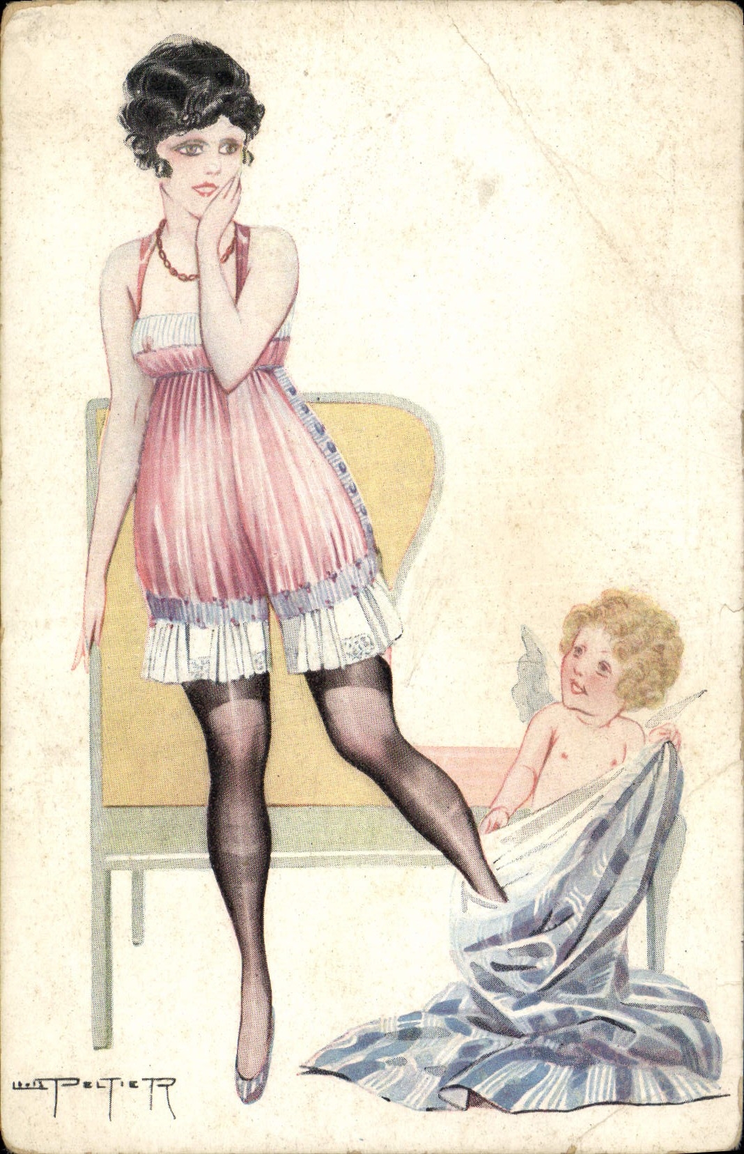 CPA Fantaisie Illustrateur La Victoire de l'amour Ange Peltier