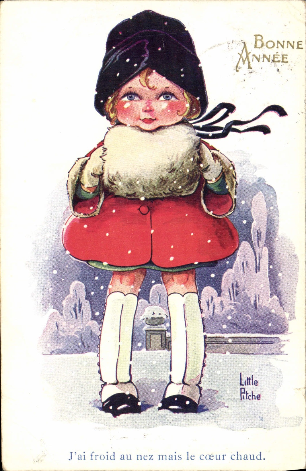 CPA Fantaisie Illustrateur Little Pitche Enfant Bonne annee