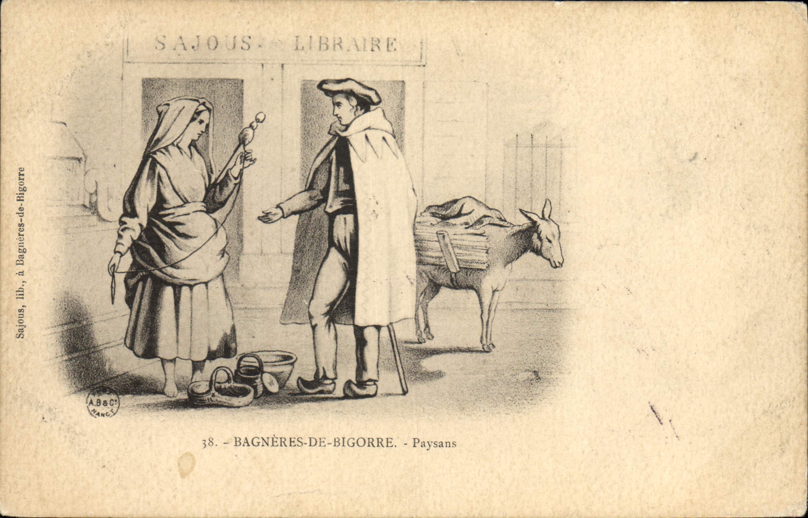 CPA Folklore Bagneres de Bigorre Paysans Ane Mule 