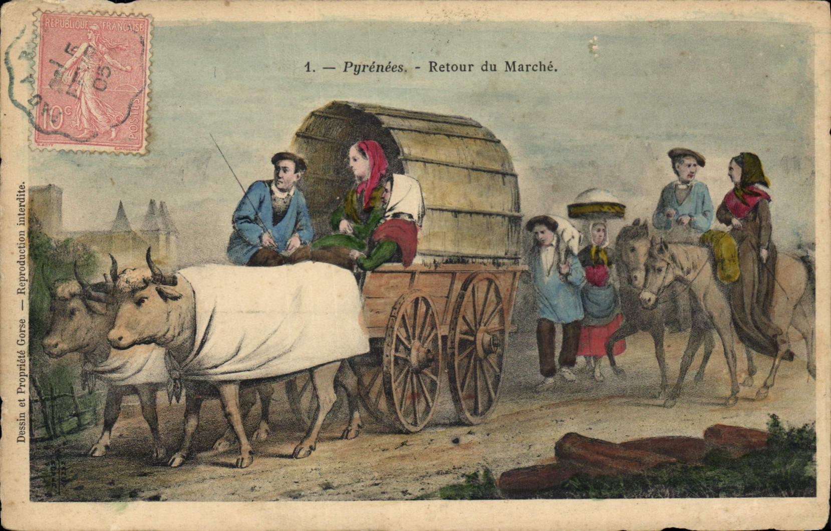 CPA Folklore Pyrenees Retour du marche