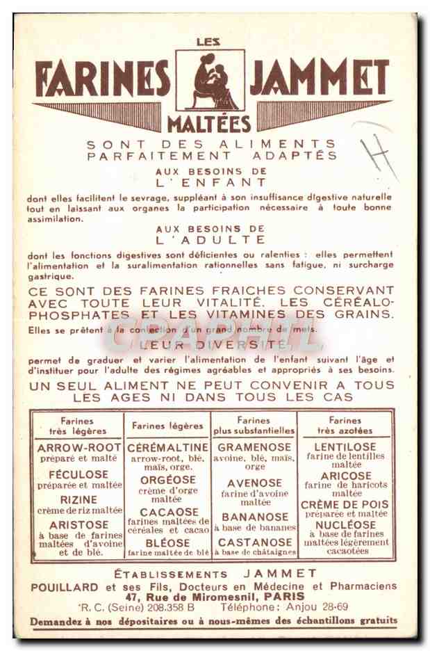 CPA Folklore Le comte de Foix Farines Jammet  — Verso