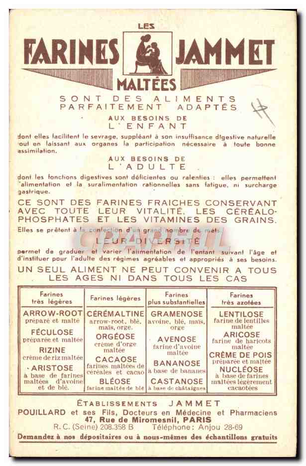 CPA Folklore Le Comte de Foix Farines Jammet  — Rückseite