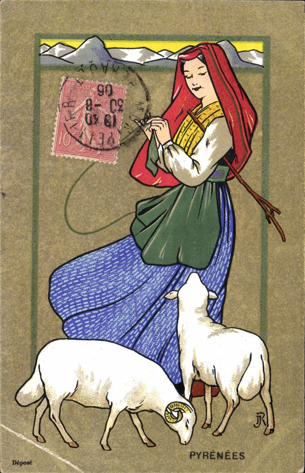 CPA Folklore Pyrenees Moutons 