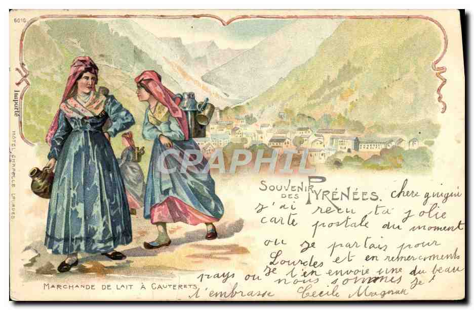 CPA Folklore Pyrenees Marchande de lait a Cauterets 