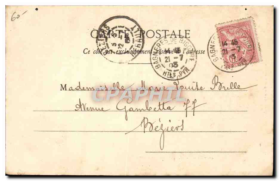 CPA Folklore Pyrenees Anciens costumes Cheval — Verso