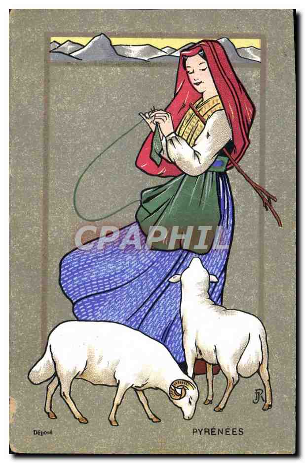 CPA Folklore Pyrenees Moutons 