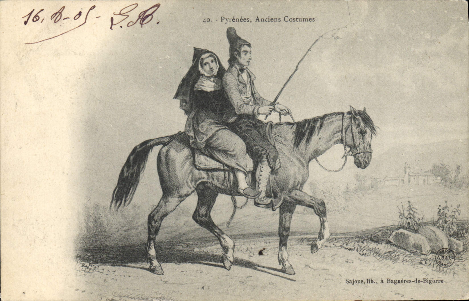 CPA Folklore Pyrenees Anciens costumes Cheval