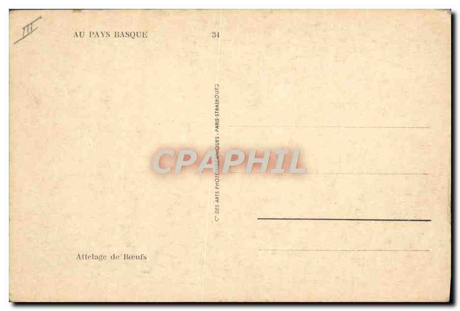 CPA Folklore Pays basque Attelage de boeufs — Rückseite