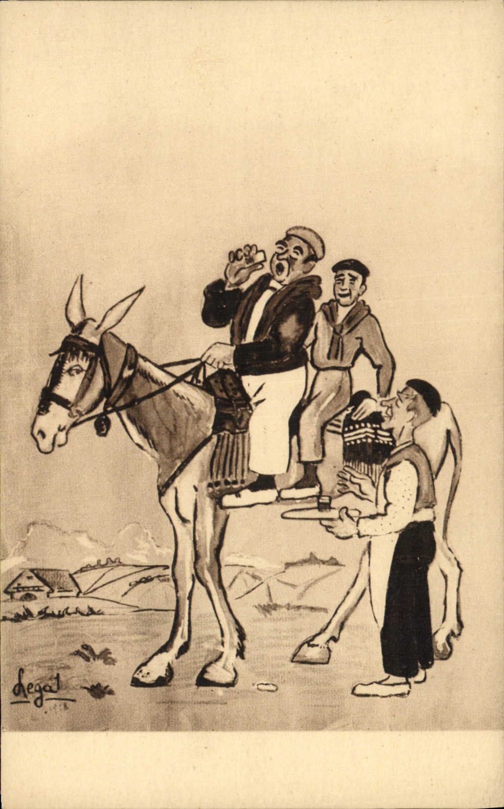 CPA Folklore Pays basque Une petite halte avant la montagne 