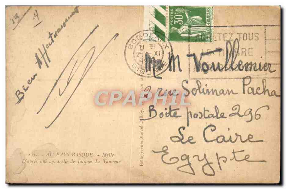 CPA Folklore Pays basque Jacques le Tanneur  — Verso