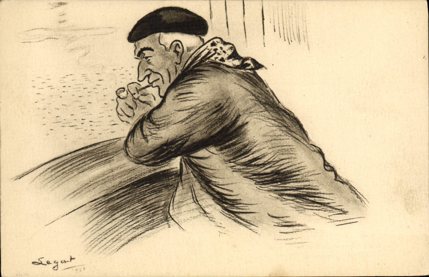 CPA Folklore Pays basque Marin en contemplation de la mer Legat