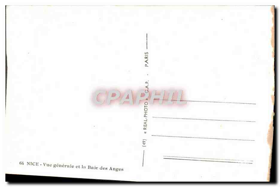 CPM Nice Vue Generale et la Baie des Anges — Verso